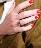 Bague Marguerite en or rose et rubis