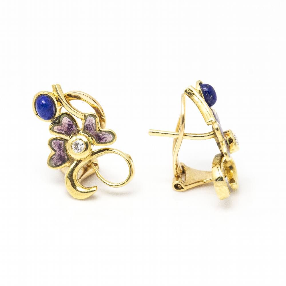 Pendientes Lapislazuli, Esmalte y Diamantes.