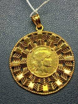 Pendentif médaille porte-pièce en or jaune