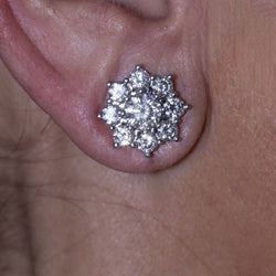 Boucles d'oreilles ROSETON en or blanc et diamants