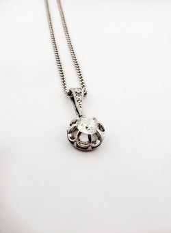 Collier pendentif solitaire diamant en or blanc
