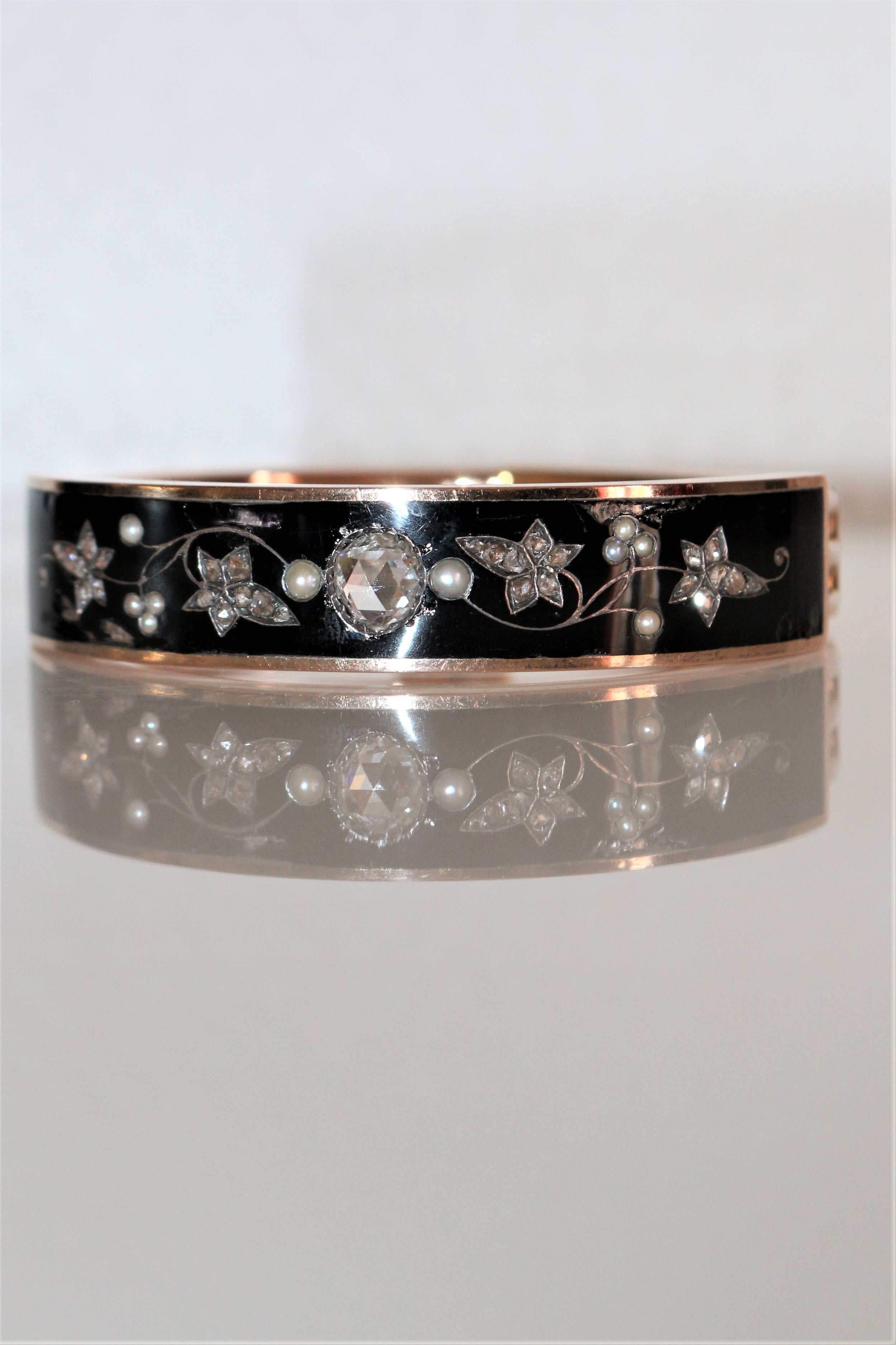 Bracelet Napoléon III Or Rose Et émail Noir