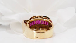 Yellow gold and diamond tank ring