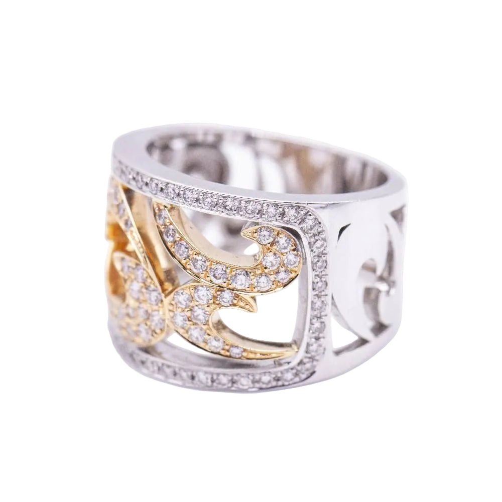 Bague en or blanc et rose avec diamants d'occasion