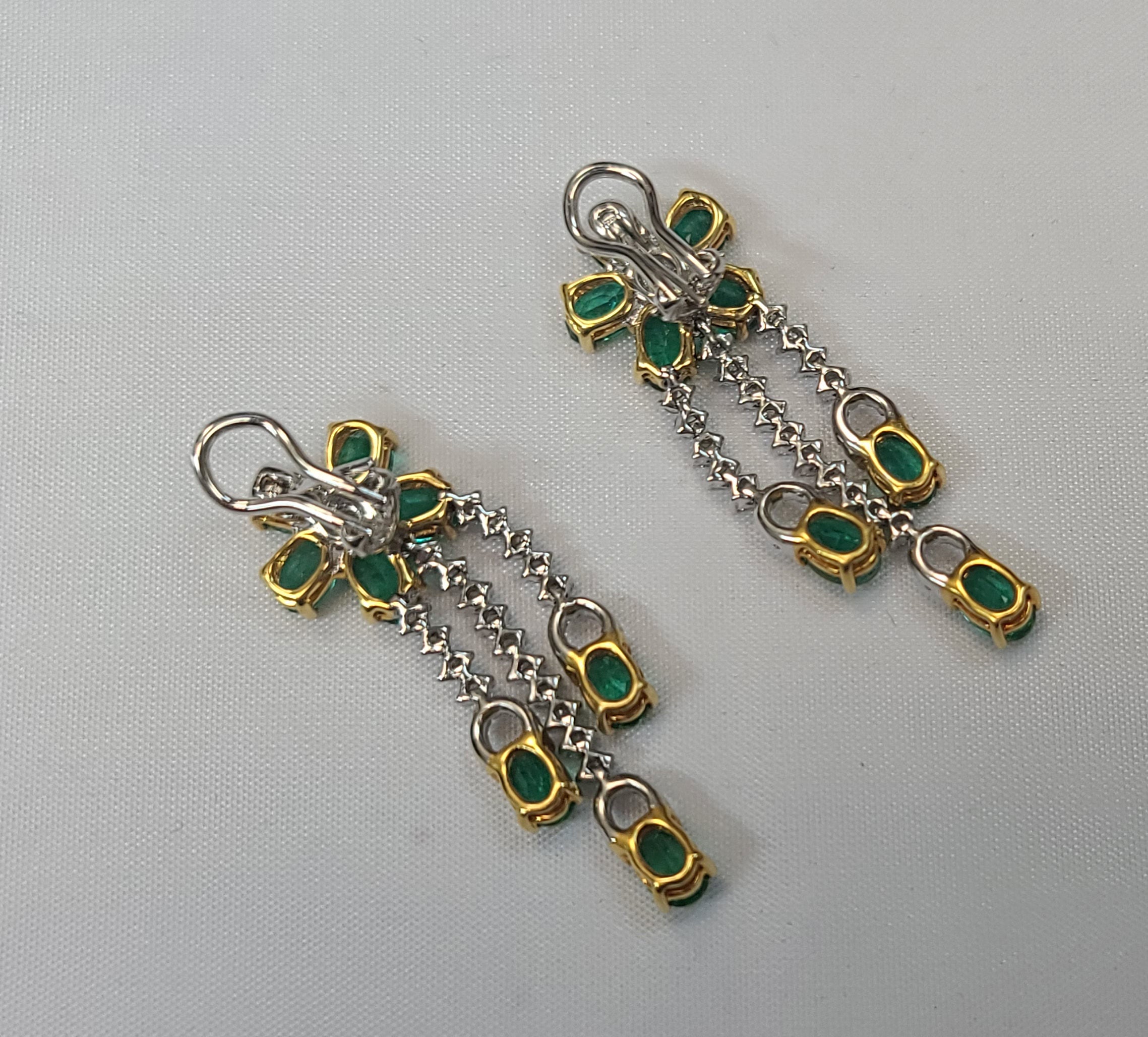 Earrings Drops Cluster 18k white/yellow gold