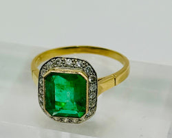 Bague Majestad Esmeralda en or jaune et platine avec émeraude et diamants
