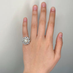 Bague - Platine, Diamants & Perle