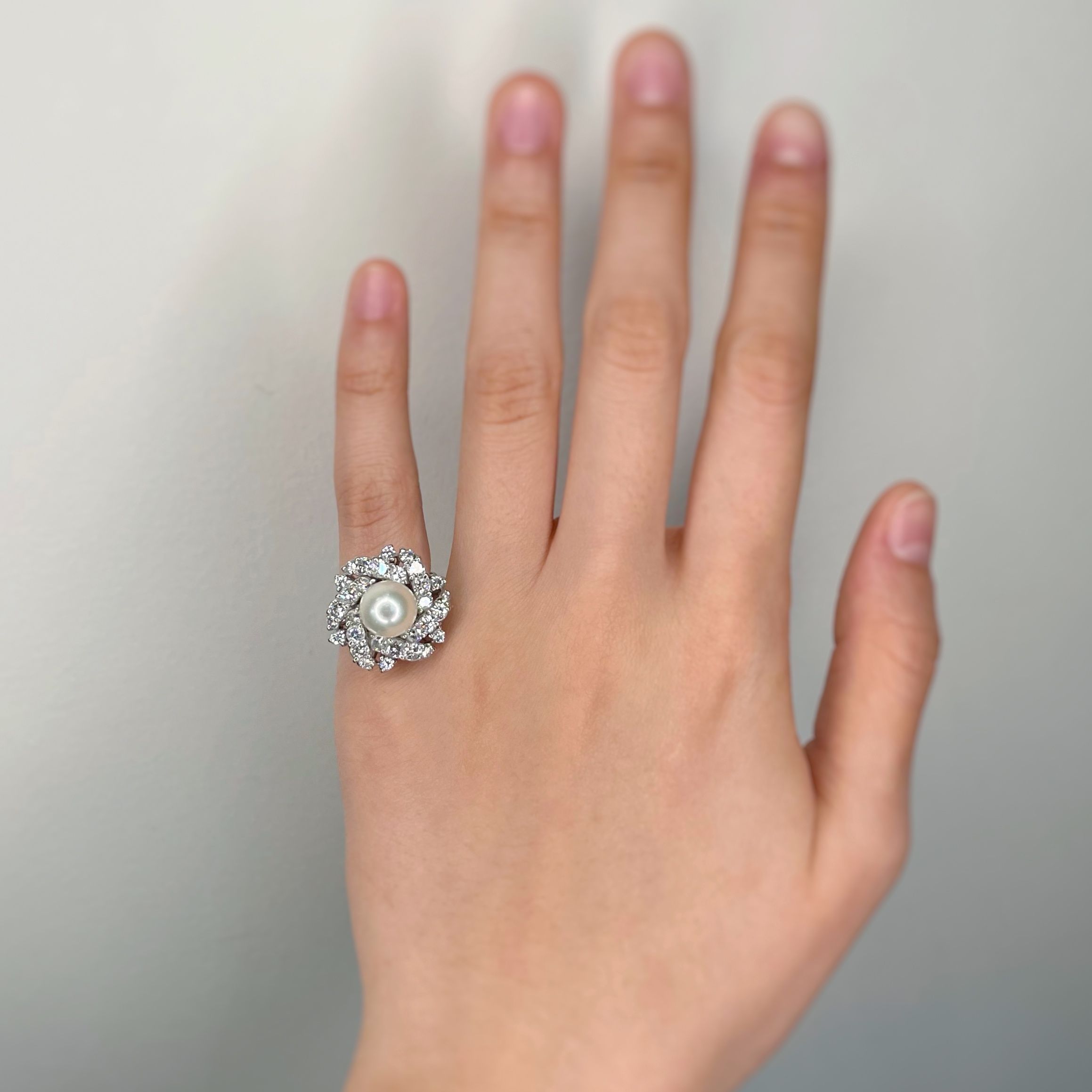 Bague - Platine, Diamants & Perle