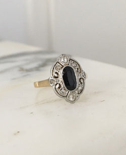 Bague Belle Époque en or jaune 18K et platine