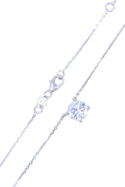 Collier diamant solitaire 1.05 carat en or blanc