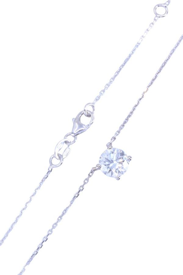 Collier diamant solitaire 1.05 carat en or blanc