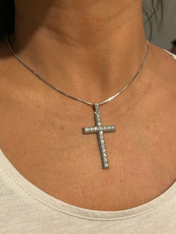 Croix ancienne diamants en or blanc et platine