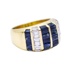 Bague en or blanc avec saphirs baguettes d'occasion