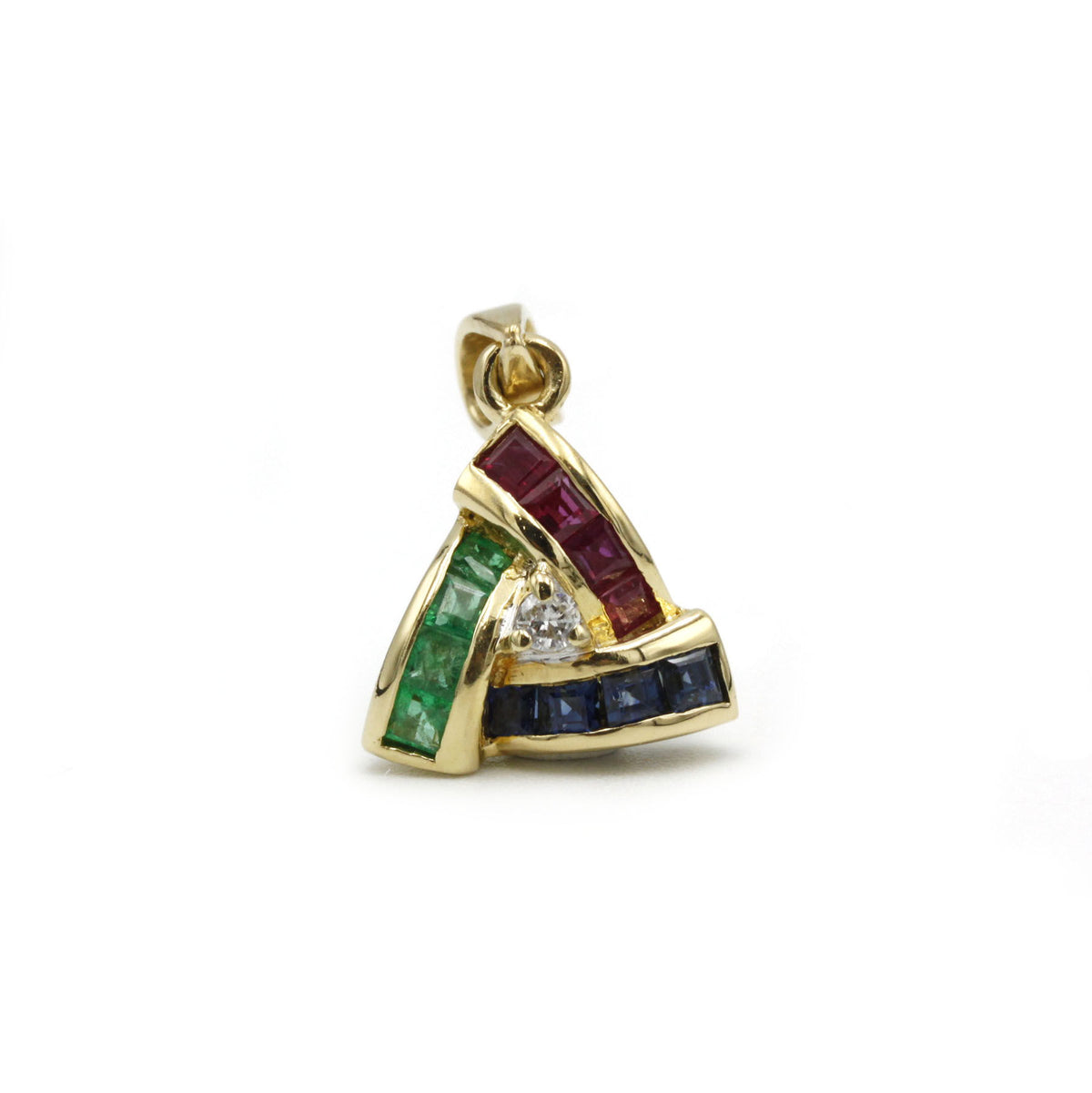 Pendentif - Or, Diamant, Saphirs, Rubis, Emeraudes