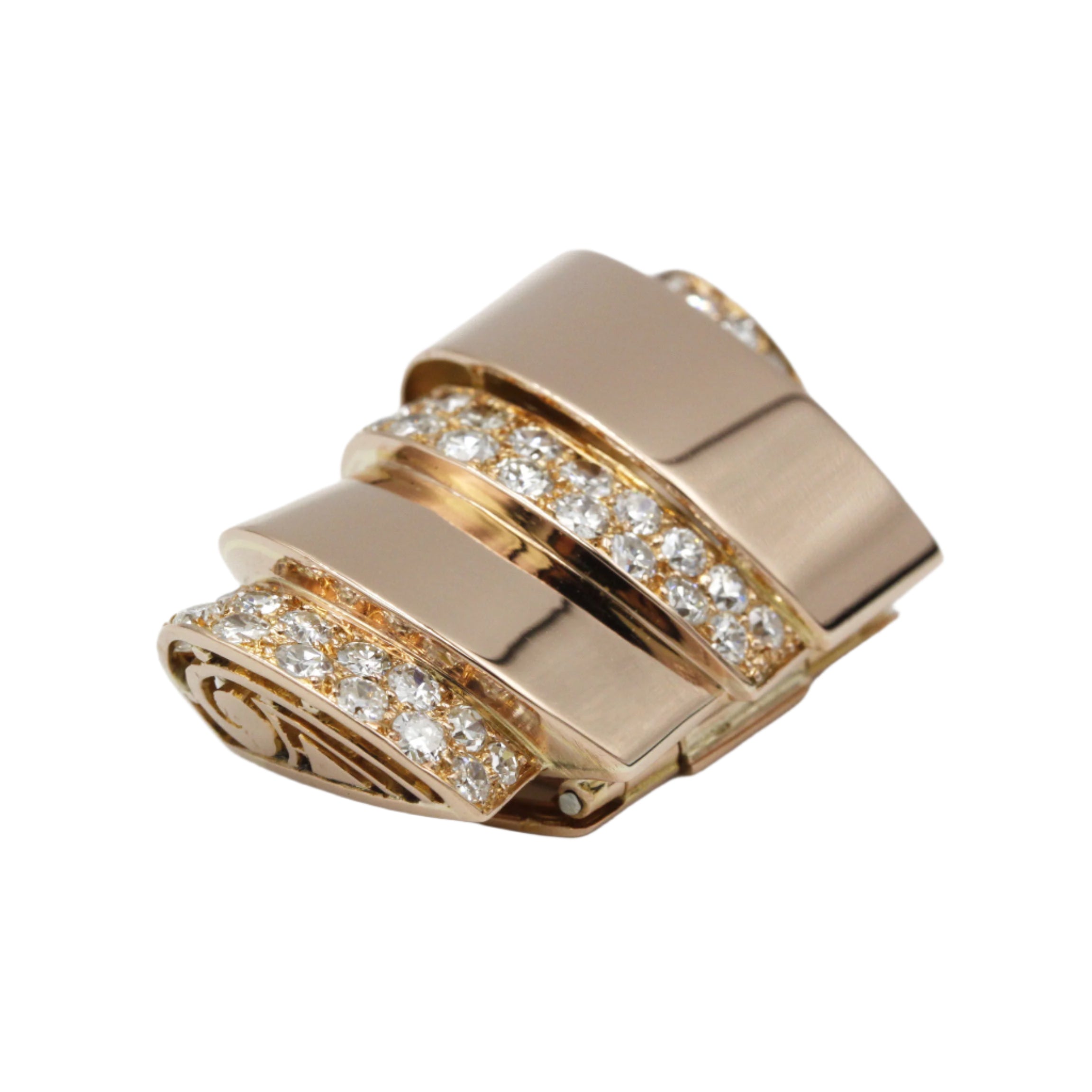 Broche Clip en or rose et diamants