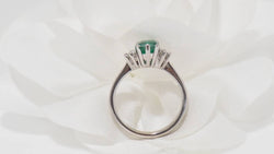 White gold, emerald and diamond ring 