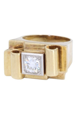 Bague tank en or jaune et diamant