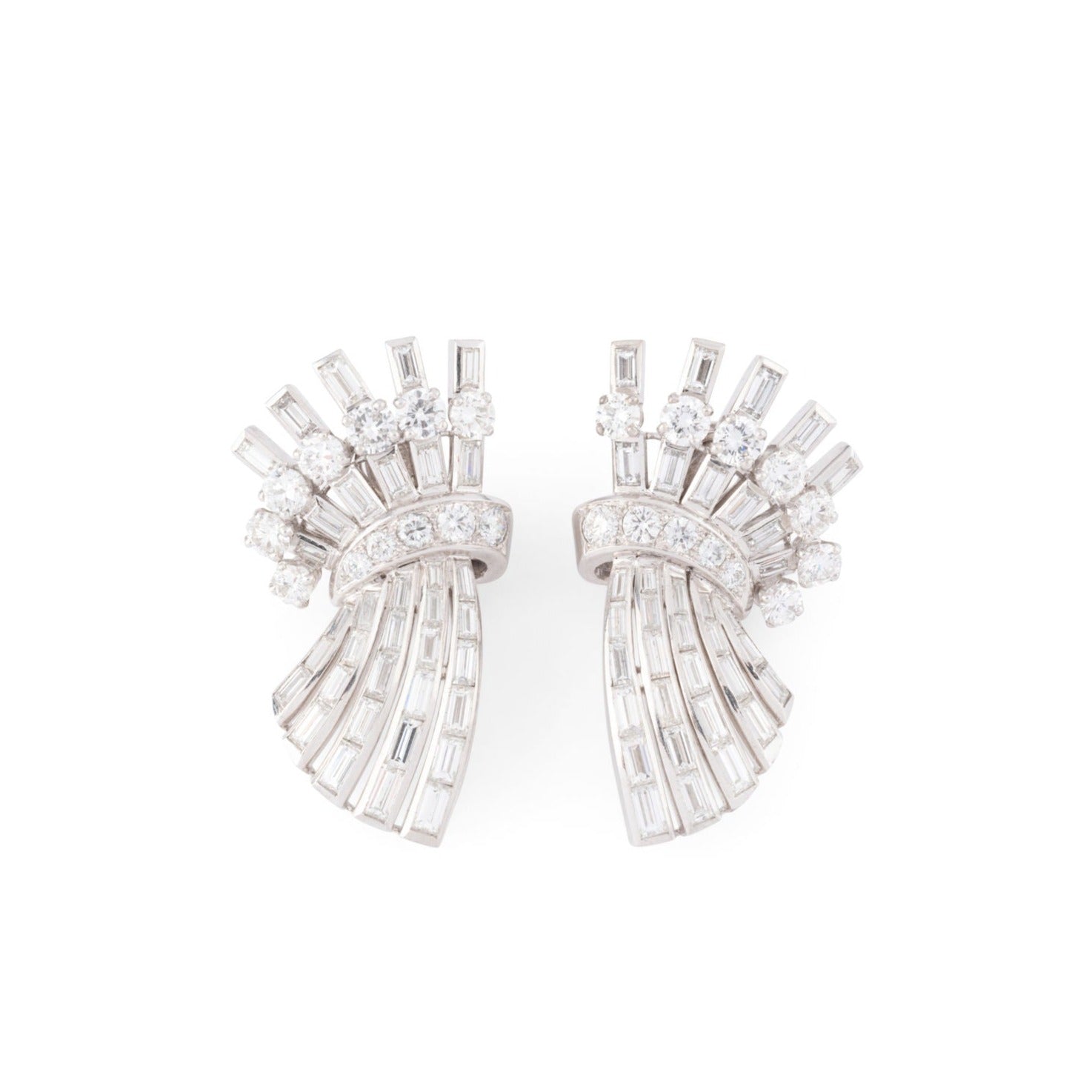 Boucles d'oreilles Clips en or blanc et diamants