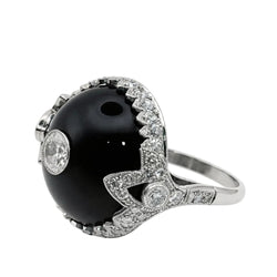 Bague Dôme en platine, onyx et diamants