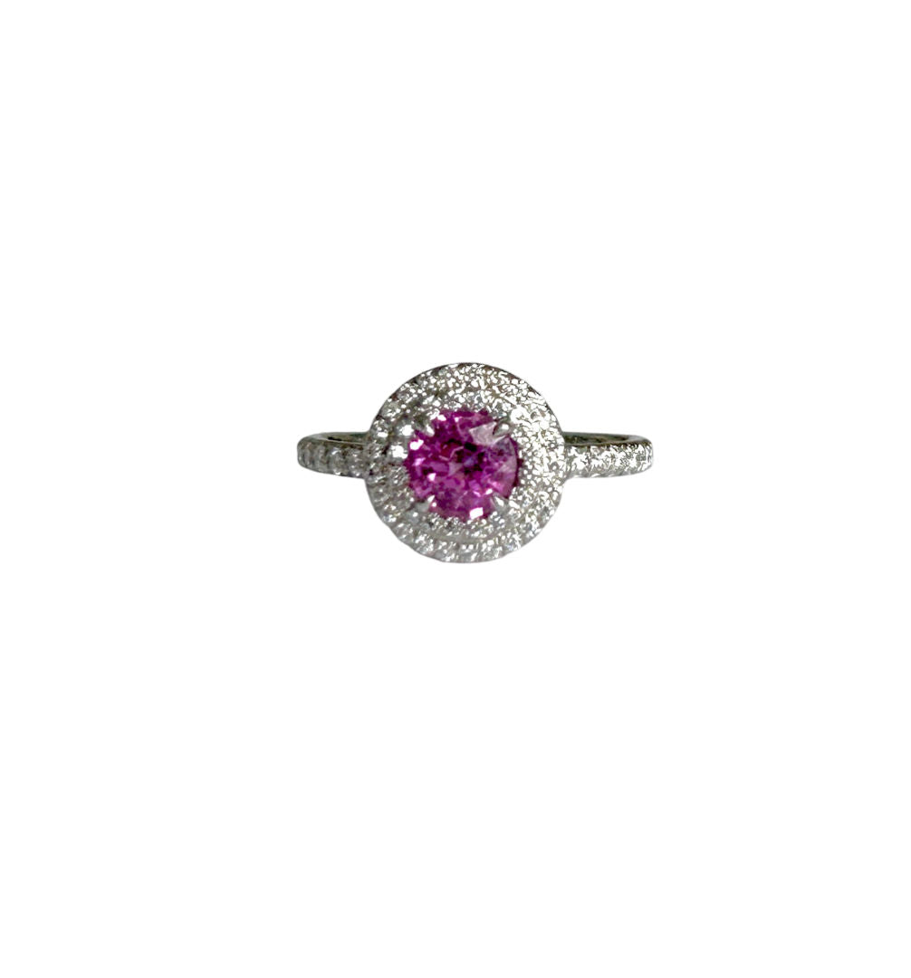 Bague TIFFANY & CO Soleste en platine, diamants et tourmaline rose