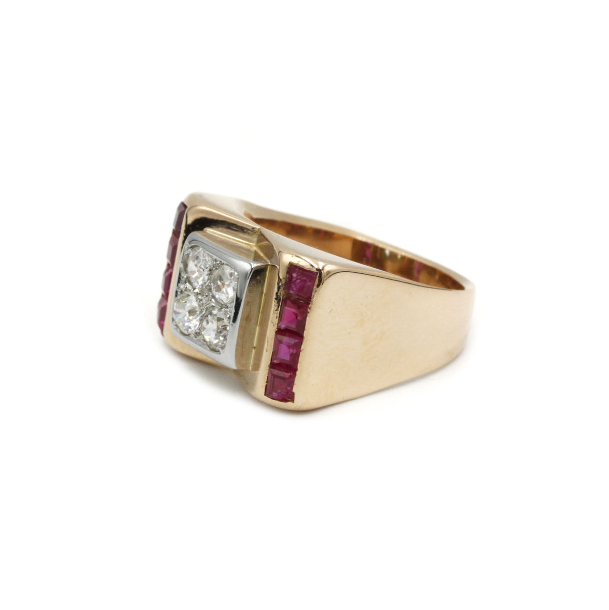 Bague TANK - Or, diamants et rubis