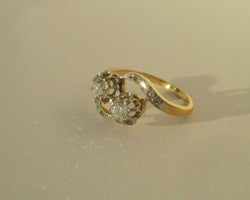 Bague Toi et Moi en or jaune et platine