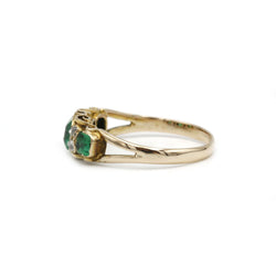 Bague - Or, Diamants, Emeraudes