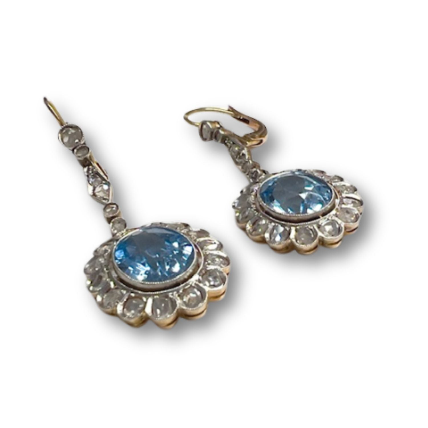 PENDIENTES DISEÑO ART DECO EPOCA 1930-1935 de ORO con VISTAS PLATINO