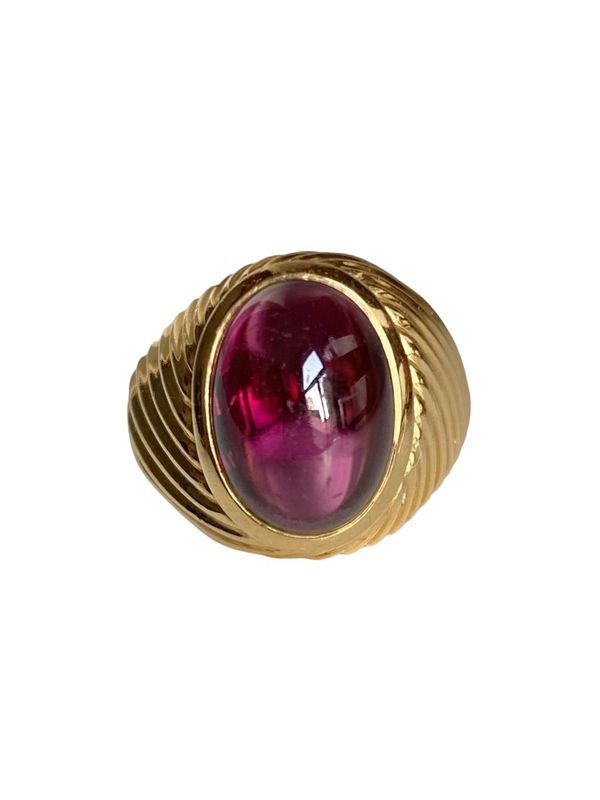 Bague, en or jaune 18k et grenat