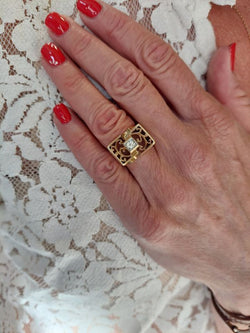 Bague Tank diamant en or jaune