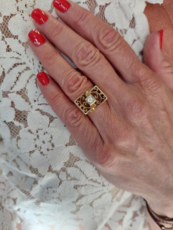 Bague Tank diamant en or jaune