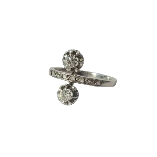 Bague Toi et Moi BELLE EPOQUE en or blanc et platine diamants