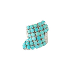 Bague Cocktail en or blanc, turquoise et diamant