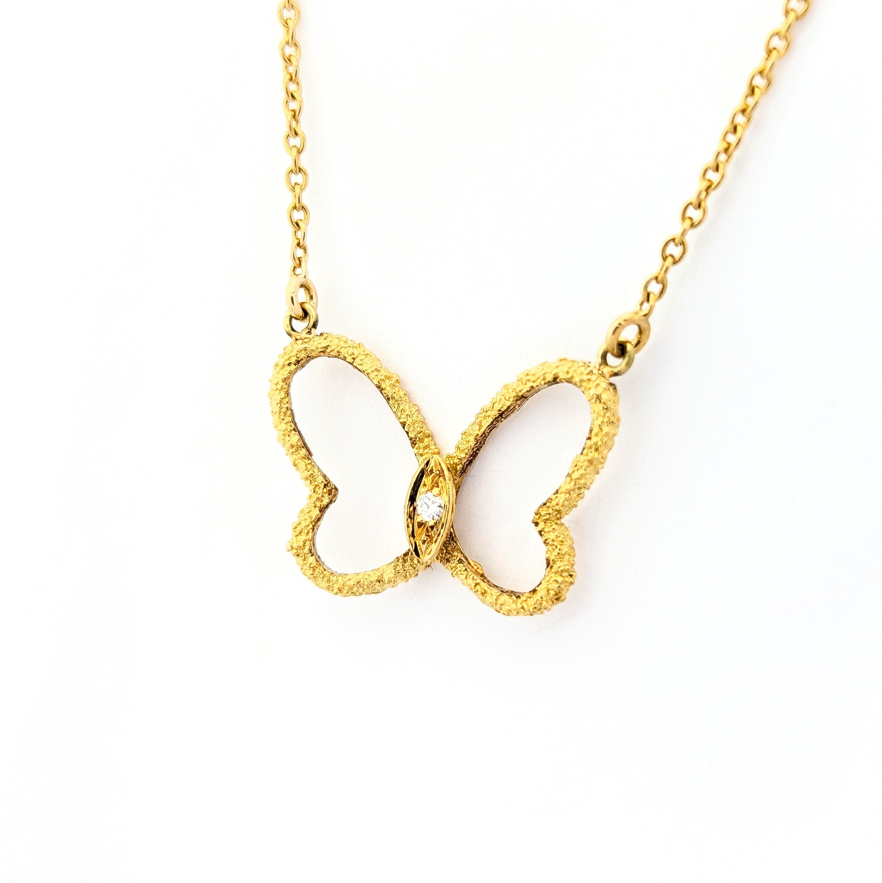 Collier papillon en or jaune et diamant