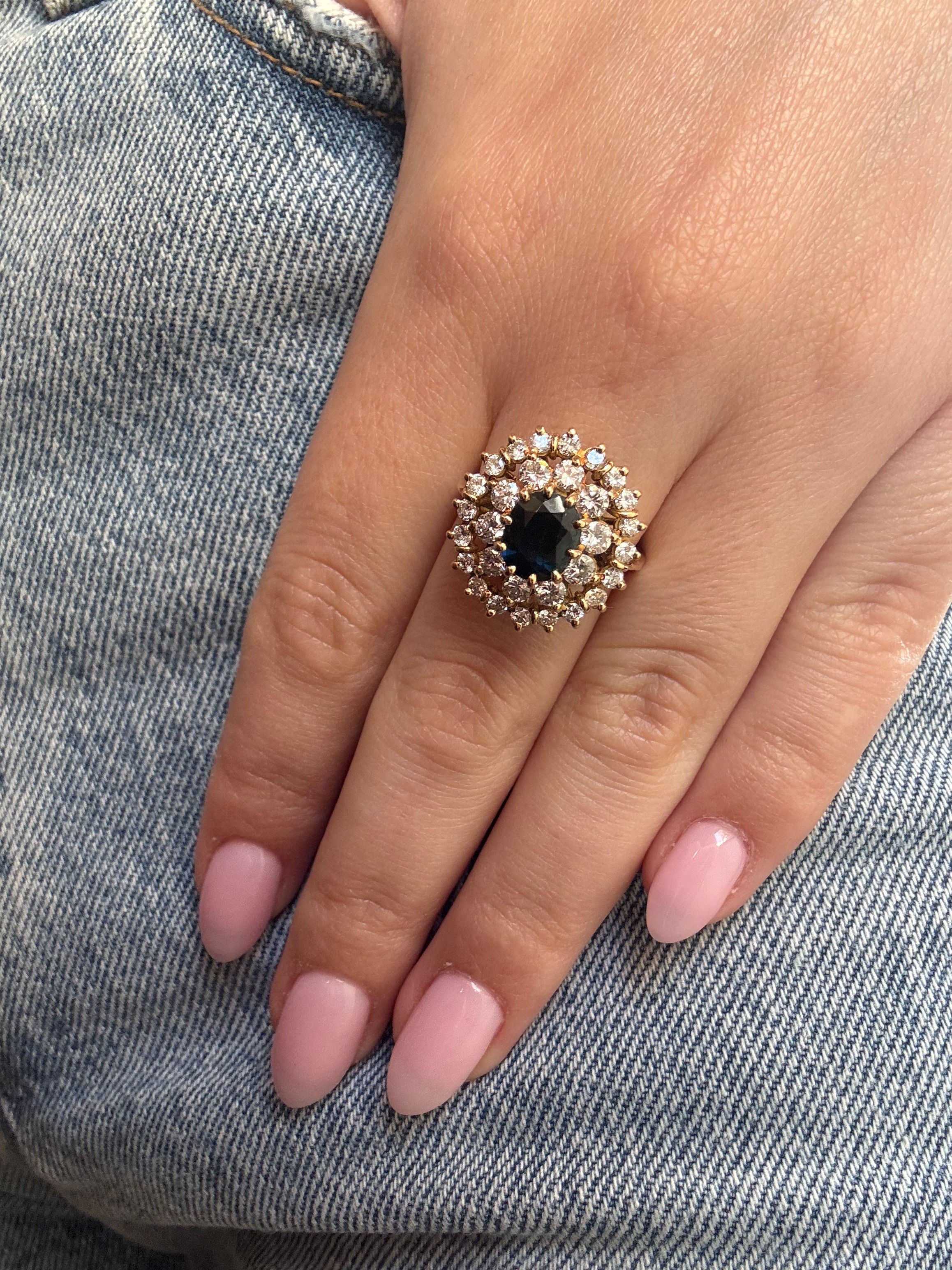 Bague - Or, saphir et diamants