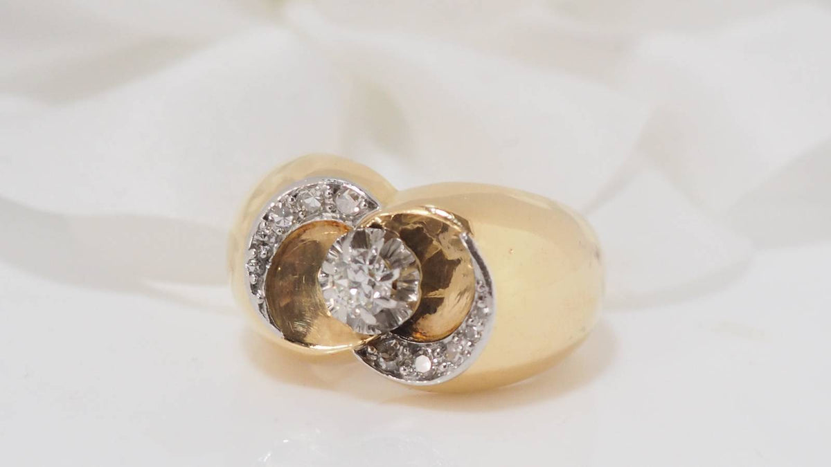 Bague en or jaune et diamants