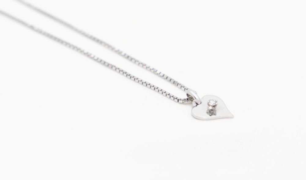 Collier maille solide en or blanc et diamant