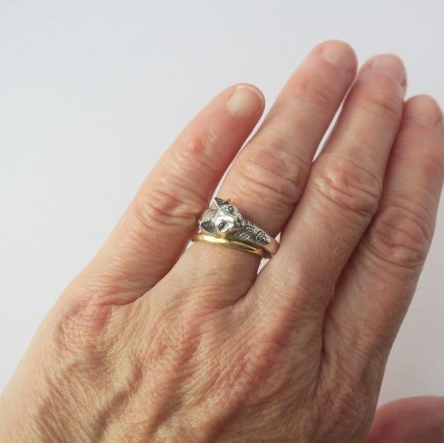 Bague ARTHUS BERTRAND "Le Chat Egyptien" en or jaune et argent