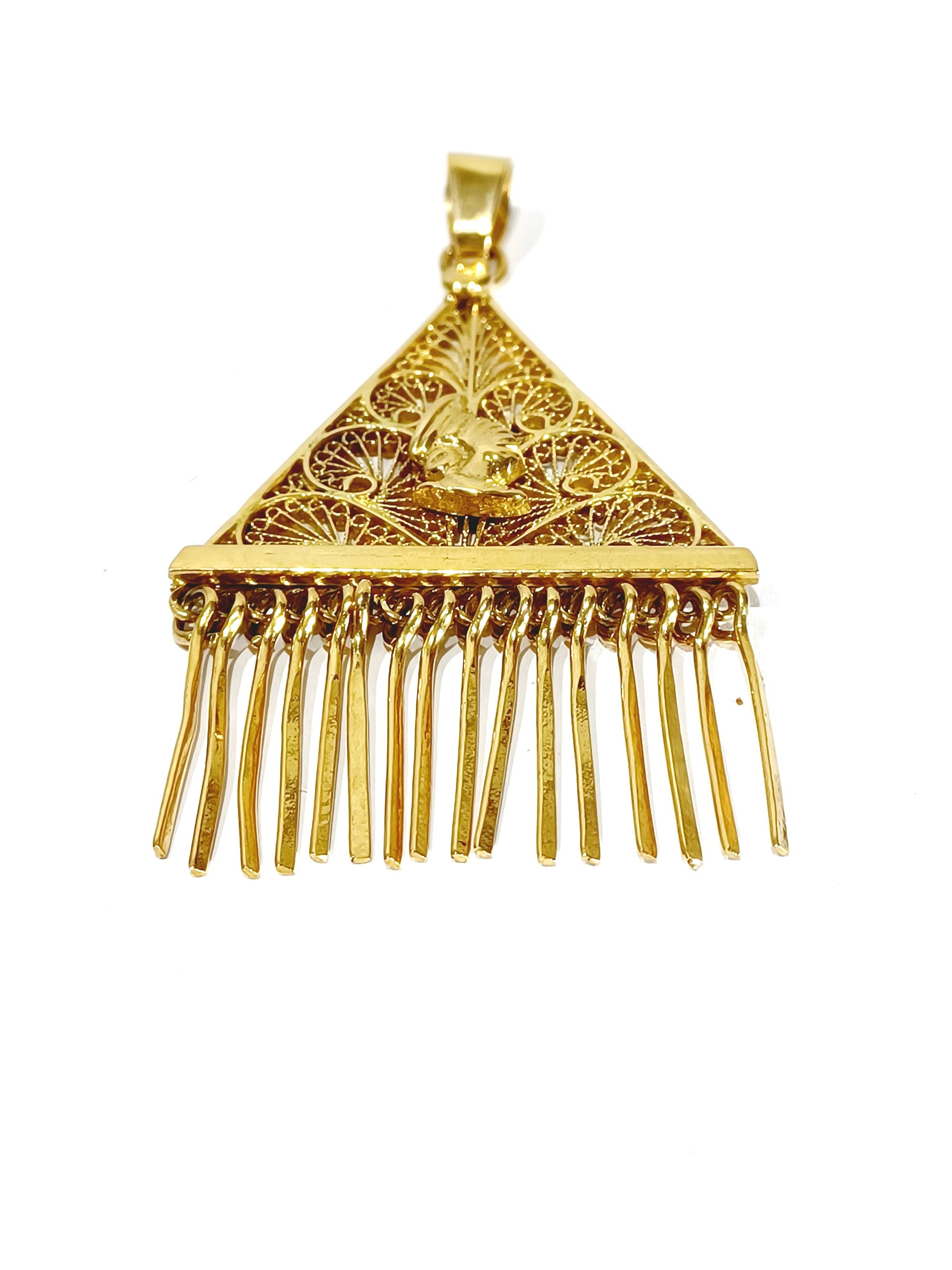 Pendentif En Or Champagne Filigrané