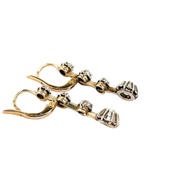 Boucles d'oreilles Dormeuses en or jaune, or blanc et diamants