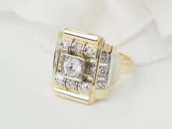 Bague Tank en or jaune et diamants