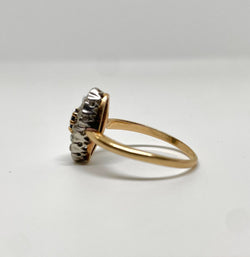 Bague marquise vintage saphir et diamants taille rose