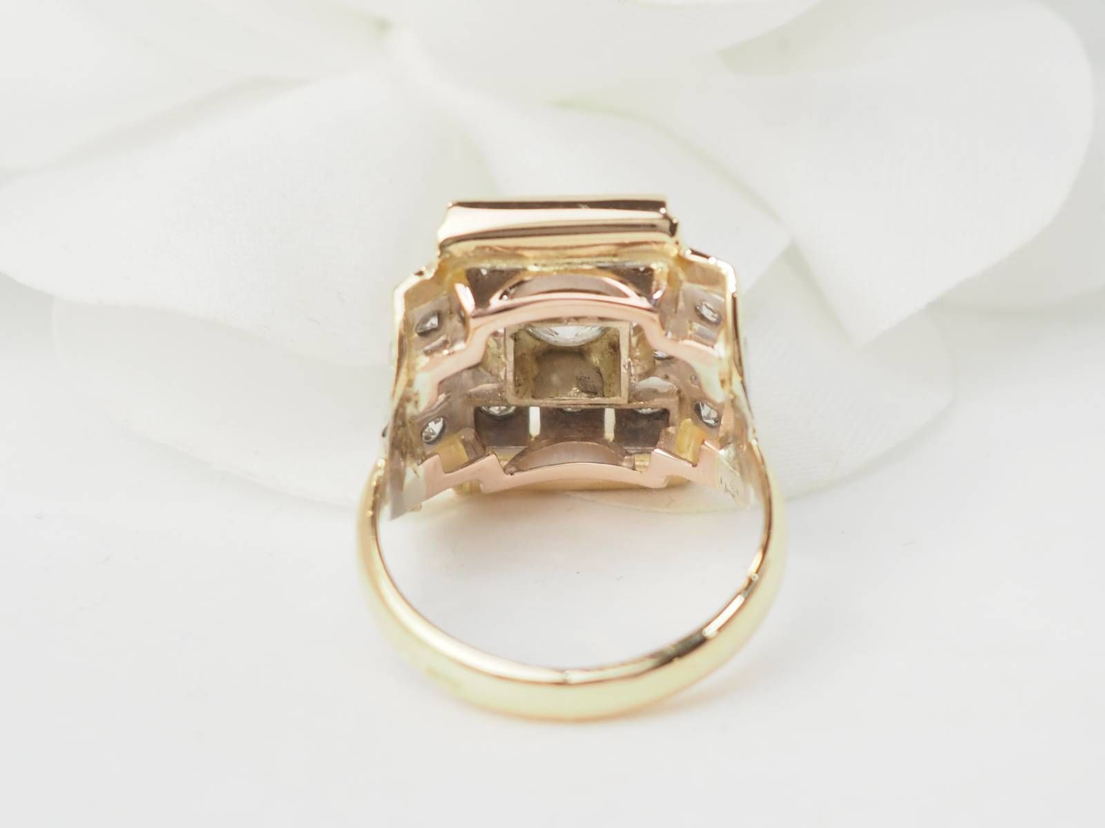 Bague Tank en or jaune et diamants