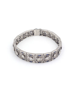 Bracelet Art Deco saphirs et diamants en argent