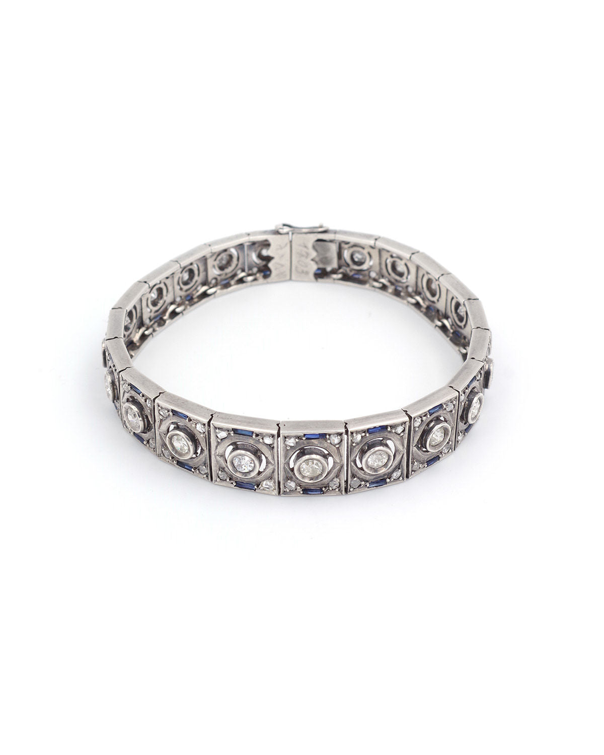 Bracelet Art Deco saphirs et diamants en argent