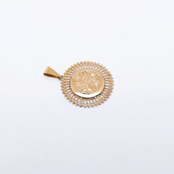 Médaille motif floral grand modèle en or rose