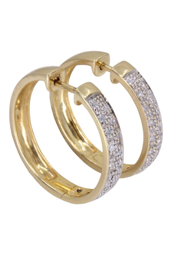 Créoles diamantées, en or jaune