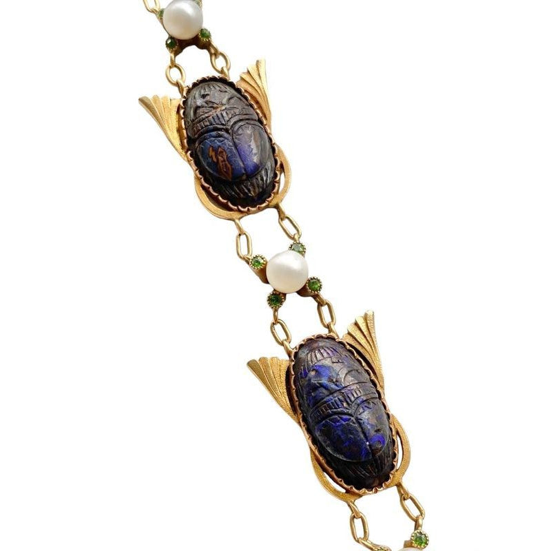 Renouveau égyptien bracelet, en or jaune 18k serti de 6 scarabées