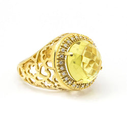 Bague en diamant et quartz citron