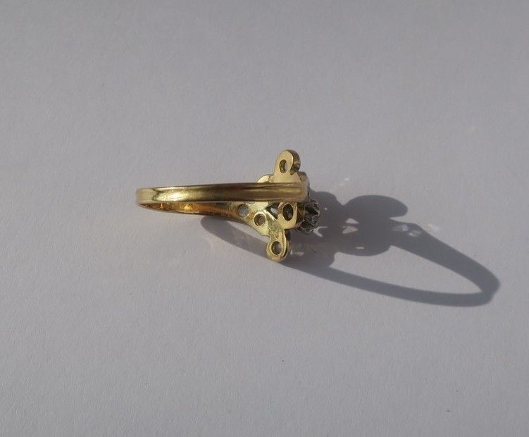 Bague Toi et Moi XIXe Volutes Diamants or et platine